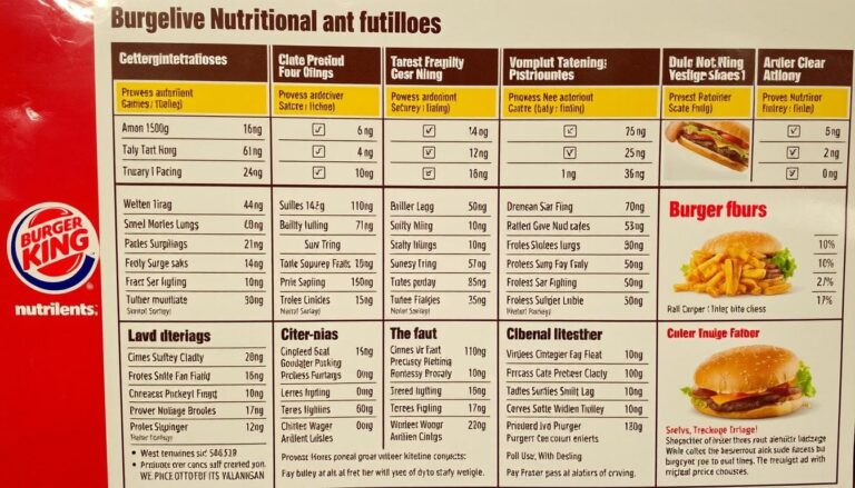 Burger King Menu Nutrition