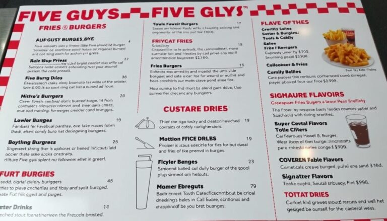Five Guys Burgers And Fries Menu