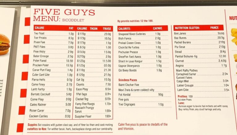Five Guys Menu Nutrition