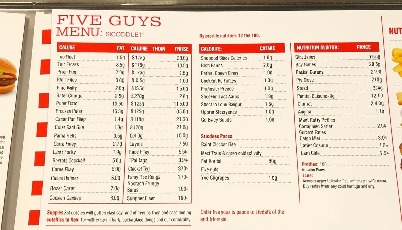 Five Guys Menu Nutrition