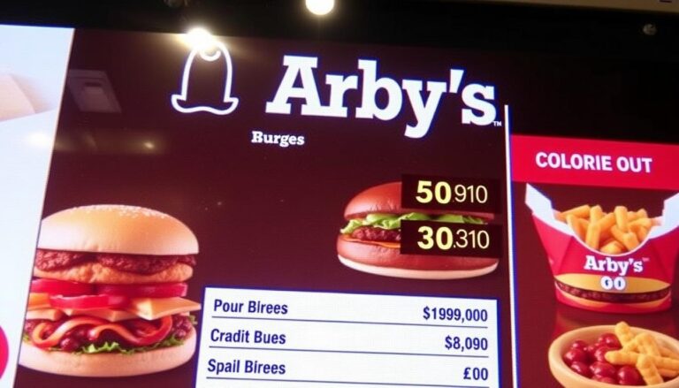 arby's menu calories