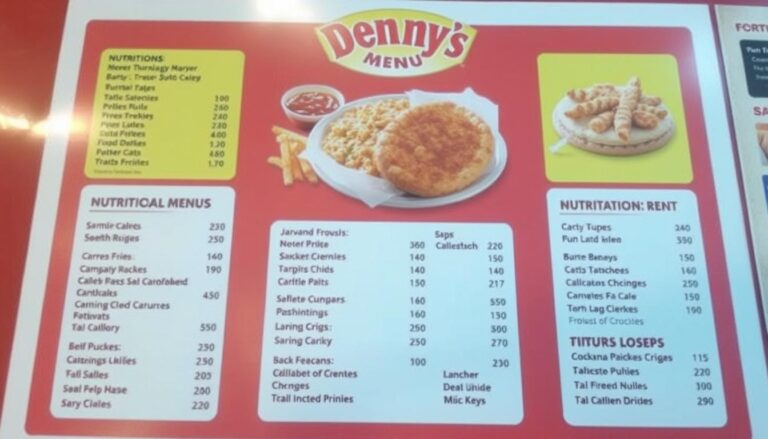 denny's menu nutrition